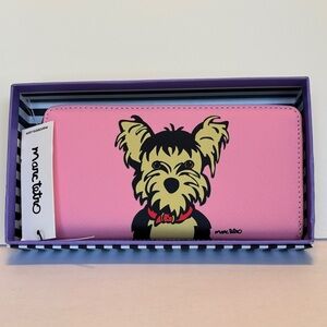 Marc Tetro Yorkie Large Wallet Card Holder Pocket Zip Around Faux Leather BNIB